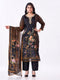 Amchoor Black Silk Floral Kurti Set for Womens