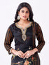Amchoor Black Silk Floral Kurti Set for Womens