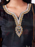 Amchoor Black Silk Floral Kurti Set for Womens