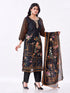 Amchoor Black Silk Floral Kurti Set for Womens