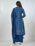 Amchoor Blue Russian Silk Bandhani Kurta Sets For Womens