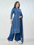 Amchoor Blue Russian Silk Bandhani Kurta Sets For Womens