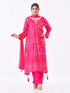 Amchoor Pink Russian Silk Bandhani Kurti Set for Womens