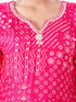 Amchoor Pink Russian Silk Bandhani Kurti Set for Womens