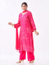 Amchoor Pink Russian Silk Bandhani Kurti Set for Womens