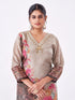 Amchoor Grey Tissue Floral Kurti Set for Womens