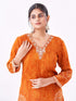 Amchoor Orange Organza Solid Kurti Set for Womens
