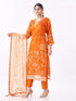 Amchoor Orange Organza Solid Kurti Set for Womens