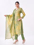 Amchoor Green Tissue Digital Prints Kurti Set for Womens