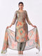 Amchoor Grey Tissue Digital Prints Kurti Set for Womens