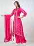 Amchoor Fuchsia Russian Silk Ethnic Motifs Kurta Sets For Womens