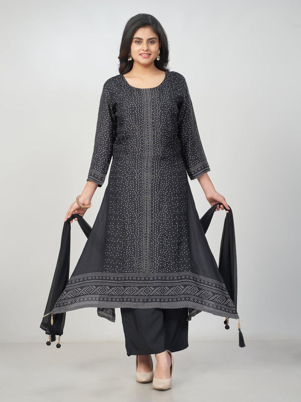 Amchoor Black Silk Embellished Kurti Set for Womens