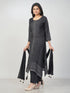 Amchoor Black Silk Embellished Kurti Set for Womens