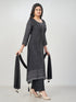 Amchoor Black Silk Embellished Kurti Set for Womens