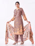 Amchoor Brown Silk Digital Prints Kurti Set for Womens