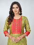 Amchoor Green Russian Silk Bandhani Kurta Sets for Womens