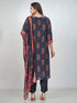 Amchoor Black Crepe Digital Prints Kurta Sets for Womens