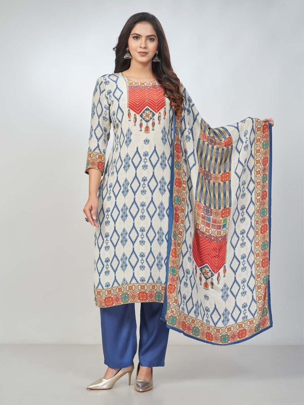 Amchoor Cream Crepe Digital Prints Kurta Sets for Womens