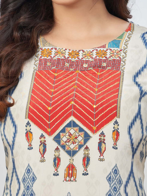 Amchoor Cream Crepe Digital Prints Kurta Sets for Womens