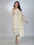 Amchoor Off White Cotton Embroidered Kurta Sets For Womens