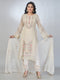 Amchoor Beige Organza Solid Kurta Sets For Womens