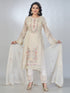 Amchoor Beige Organza Solid Kurta Sets For Womens