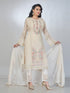 Amchoor Beige Organza Solid Kurta Sets For Womens