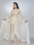 Amchoor Beige Organza Solid Kurta Sets For Womens