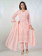 Amchoor Pink Organza Embroidered Kurta Sets For Womens