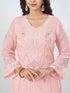 Amchoor Pink Organza Embroidered Kurta Sets For Womens