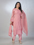 Amchoor Pink Mul Chanderi Embroidered Kurta Sets For Womens