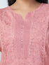 Amchoor Pink Mul Chanderi Embroidered Kurta Sets For Womens