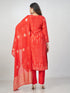 Amchoor Red Russian jacquard Bandhani Kurti Set for Womens