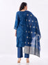 Amchoor Teal Russian jacquard Gold Print Kurti Set for Womens