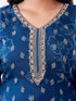 Amchoor Teal Russian jacquard Gold Print Kurti Set for Womens
