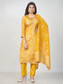 Amchoor Mustard Russian jacquard Bandhani Kurti Set for Womens