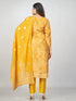 Amchoor Mustard Russian jacquard Bandhani Kurti Set for Womens