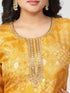 Amchoor Mustard Russian jacquard Bandhani Kurti Set for Womens