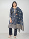 Amchoor Navy Russian jacquard Gold Print Kurti Set for Womens