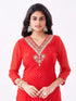 Amchoor Red Russian Silk Bandhani Kurti Set for Womens