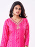 Amchoor Fuchsia Russian Silk Bandhani Kurti Set for Womens