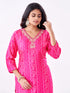 Amchoor Fuchsia Russian Silk Bandhani Kurti Set for Womens