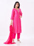 Amchoor Fuchsia Russian Silk Bandhani Kurti Set for Womens