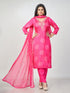 Amchoor Fuchsia Russian silk Bandhani Kurti Set for Womens