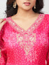 Amchoor Fuchsia Russian silk Bandhani Kurti Set for Womens