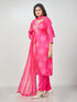 Amchoor Fuchsia Russian silk Bandhani Kurti Set for Womens