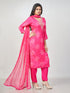 Amchoor Fuchsia Russian silk Bandhani Kurti Set for Womens