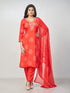 Amchoor Red Russian silk Bandhani Kurti Set for Womens