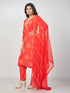 Amchoor Red Russian silk Bandhani Kurti Set for Womens