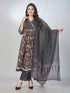 Amchoor Black Cotton Floral Kurta Sets For Womens